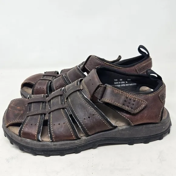 CLARKS Men's Brown Leather Fisherman Sandals 10.5