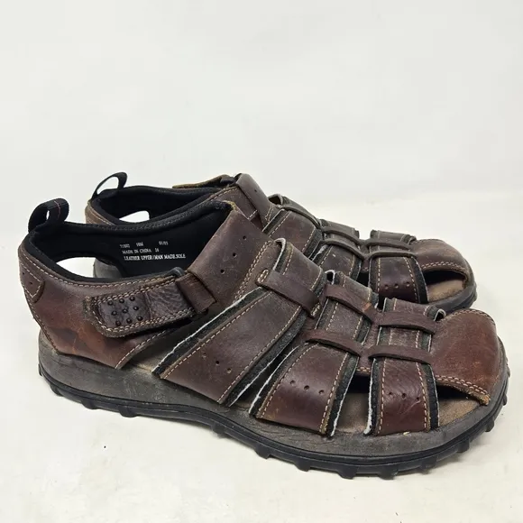 CLARKS Men's Brown Leather Fisherman Sandals 10.5