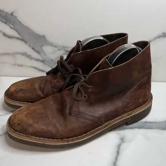 Clarks | Men's Classic Brown Leather Bushacre 3 Chukka Boots Sz 10