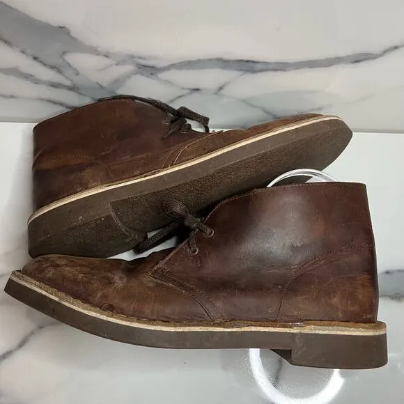 Clarks | Men's Classic Brown Leather Bushacre 3 Chukka Boots Sz 10
