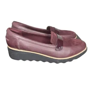 Clarks Sharon Form Burgundy Chunky Loafers Women’s Size 12