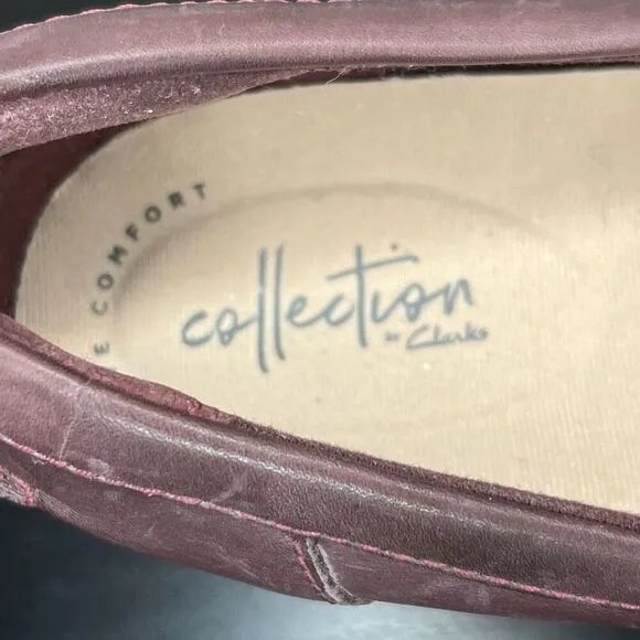Clarks Sharon Form Burgundy Chunky Loafers Women’s Size 12