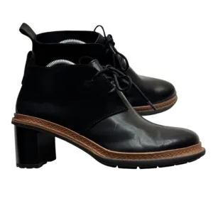Clarks Trace Glow Leather Lace Up Heeled Ankle Boots Black Size 7