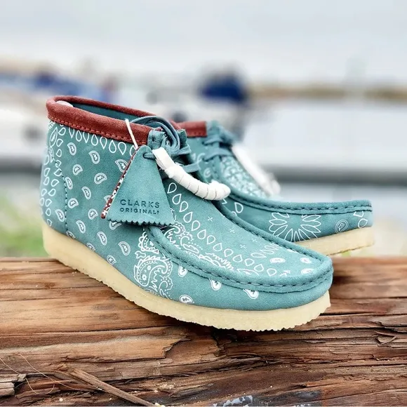 Clarks Wallabee Paisley Boots-Color: GREEN MOTIF