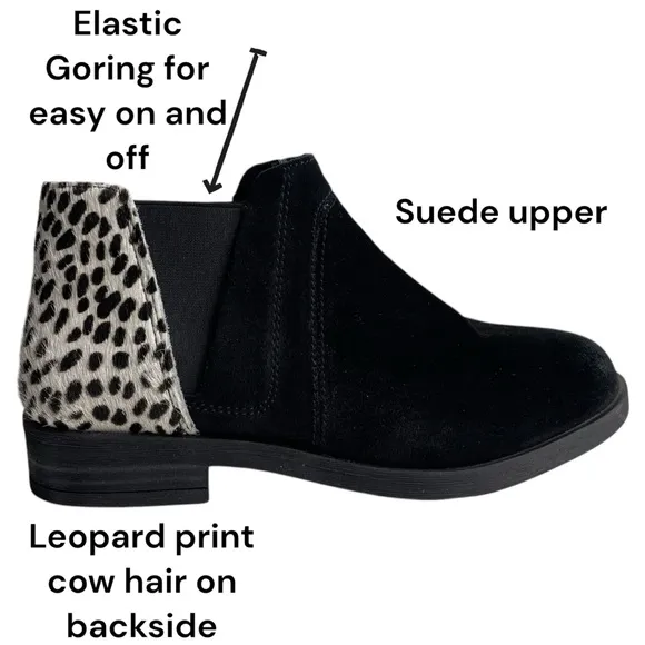 Clarks WMN DEMI 2 BEAT Ankle Boots Booties Leather/ Dalmation Print Cow Hair 7M