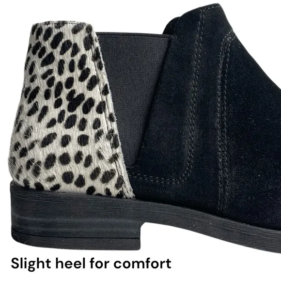Clarks WMN DEMI 2 BEAT Ankle Boots Booties Leather/ Dalmation Print Cow Hair 7M