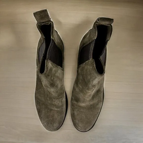 Clarks Women's Sz 8 Clarkdale Green Suede Leather Wedge Ankle Boots