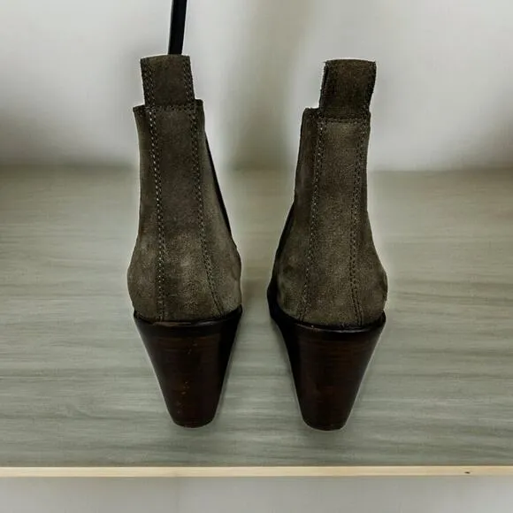 Clarks Women's Sz 8 Clarkdale Green Suede Leather Wedge Ankle Boots