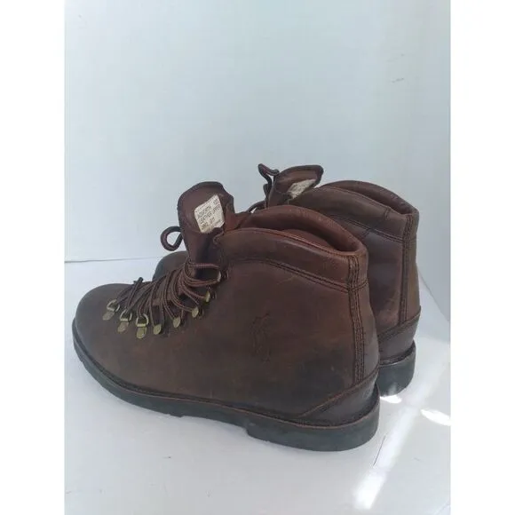 Classic Brown Leather Hiking Boots with Brass - Rugged Mountain‎ Trekking Boots