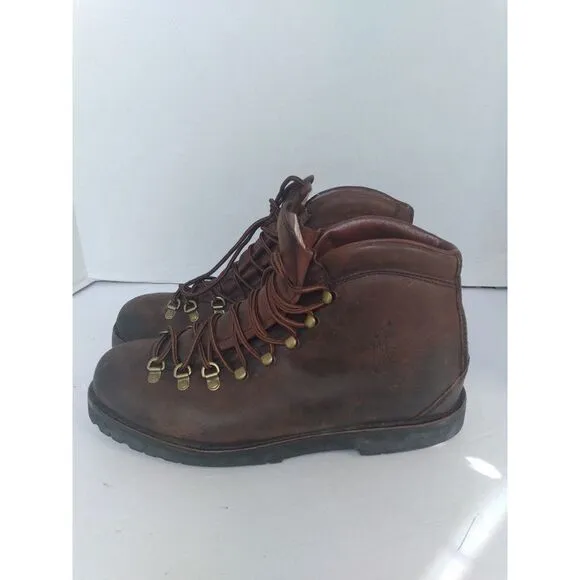 Classic Brown Leather Hiking Boots with Brass - Rugged Mountain‎ Trekking Boots