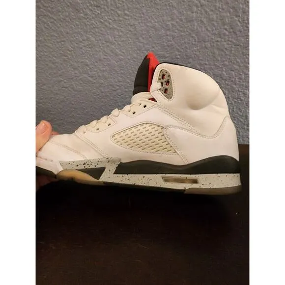 Clean Nike Air Jordan‎ 5 V Retro White Cement 440888-104 Youth Shoes Size 6.5 Y