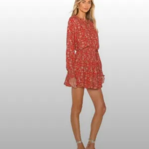 Cleobella Ella Long Sleeve Printed Mini Dress Size Medium
