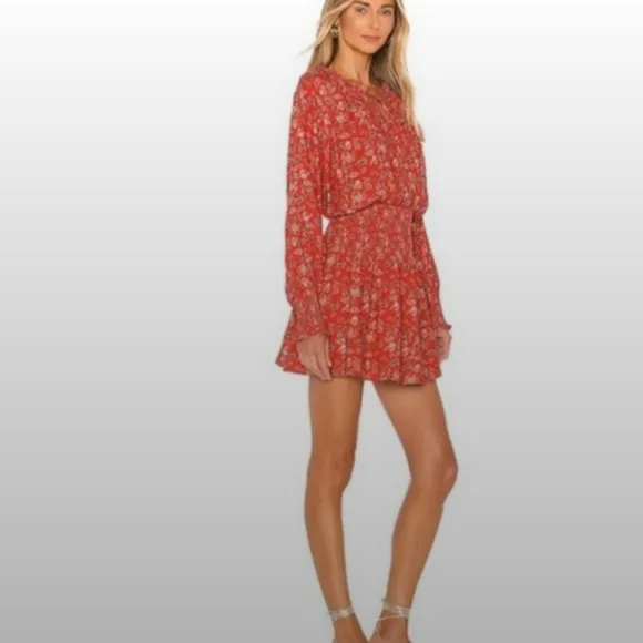 Cleobella Ella Long Sleeve Printed Mini Dress Size Medium