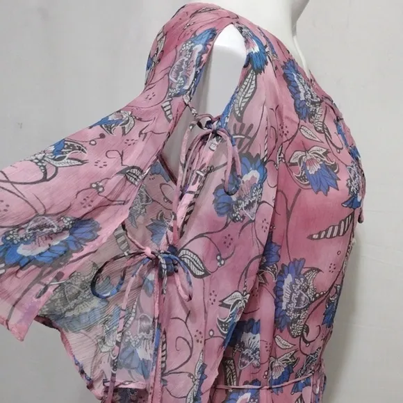 Cleobella NWT Elena Lotus Print Ruffled Trim Tiered Ankle Dress XS