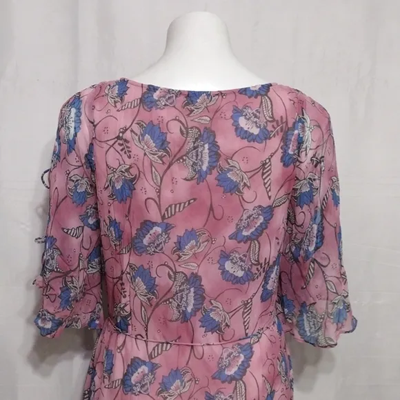 Cleobella NWT Elena Lotus Print Ruffled Trim Tiered Ankle Dress XS