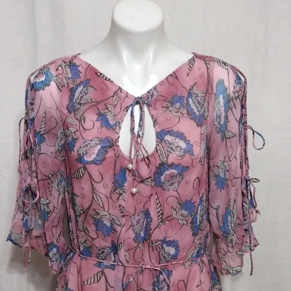Cleobella NWT Elena Lotus Print Ruffled Trim Tiered Ankle Dress XS