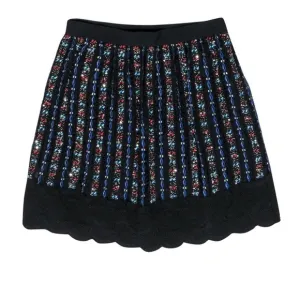 Club Monaco - Black &amp; Multicolored Sequin &amp; Beaded A-Line Skirt Size 4