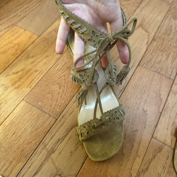 Coach Bella Ankle-Tie High-Heel Sandals Brown Size 8
