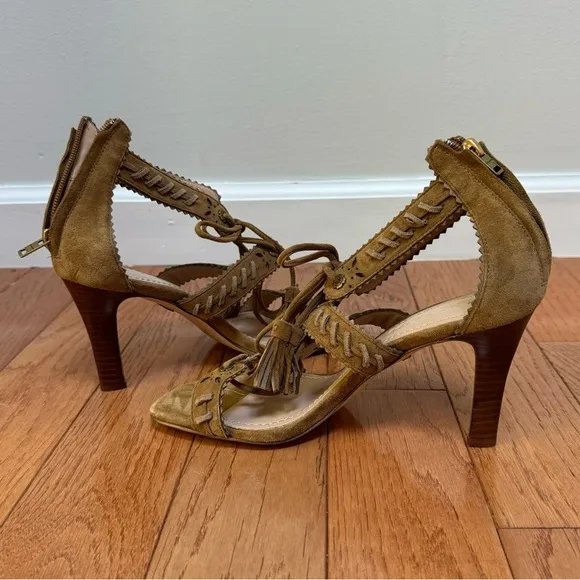 Coach Bella Ankle-Tie High-Heel Sandals Brown Size 8