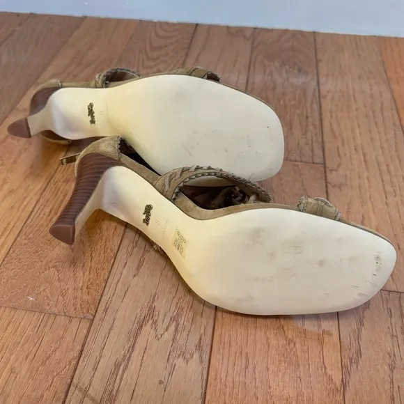 Coach Bella Ankle-Tie High-Heel Sandals Brown Size 8