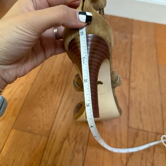 Coach Bella Ankle-Tie High-Heel Sandals Brown Size 8