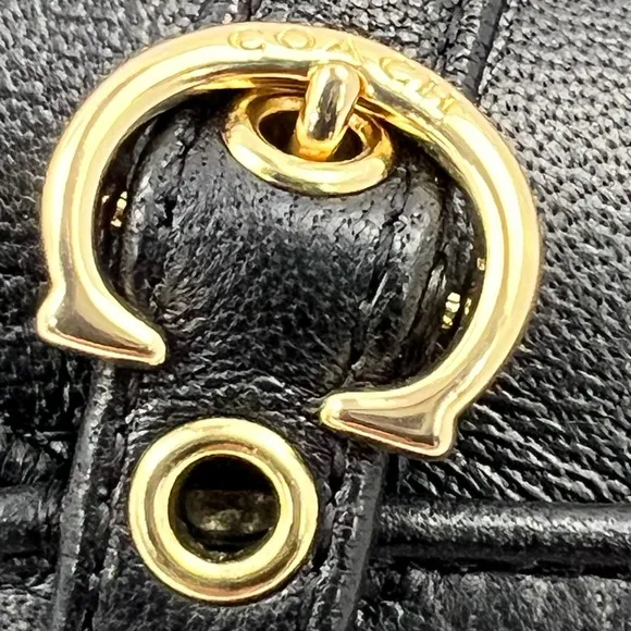 COACH BLACK ALL LEATHER IRENE MULE LOAFER EITH GOLD LOGO &amp; HARDWARE, SIZE 9-B
