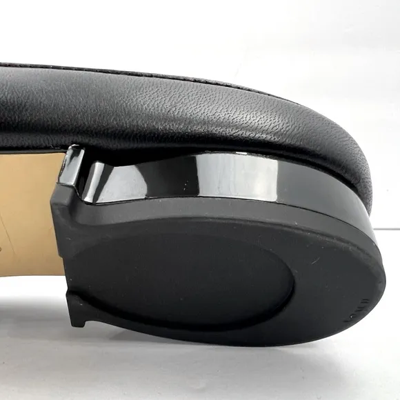 COACH BLACK ALL LEATHER IRENE MULE LOAFER EITH GOLD LOGO &amp; HARDWARE, SIZE 9-B