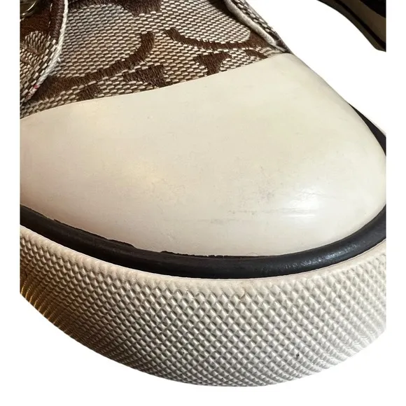 Coach Bonney Signiture Brown and Tan High Top Sneakers Retro Women's Size 6.5M