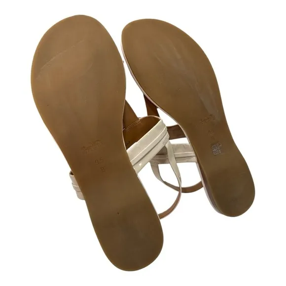 Coach Caterine T-Strap Thong Sandals Ivory patent leather size 9.5 B