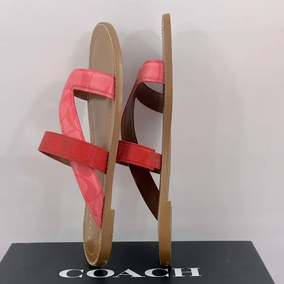 COACH, HARLAN SIG SANDALS, PINK LEMONADE,  MULTI  COLOR, SIZE US 9-B, EUR 39.5B