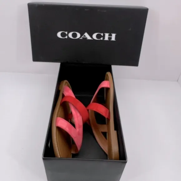COACH, HARLAN SIG SANDALS, PINK LEMONADE,  MULTI  COLOR, SIZE US 9-B, EUR 39.5B