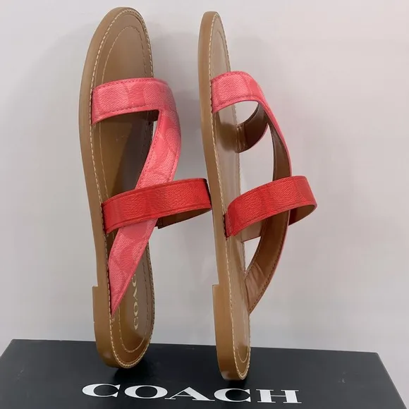 COACH, HARLAN SIG SANDALS, PINK LEMONADE,  MULTI  COLOR, SIZE US 9-B, EUR 39.5B