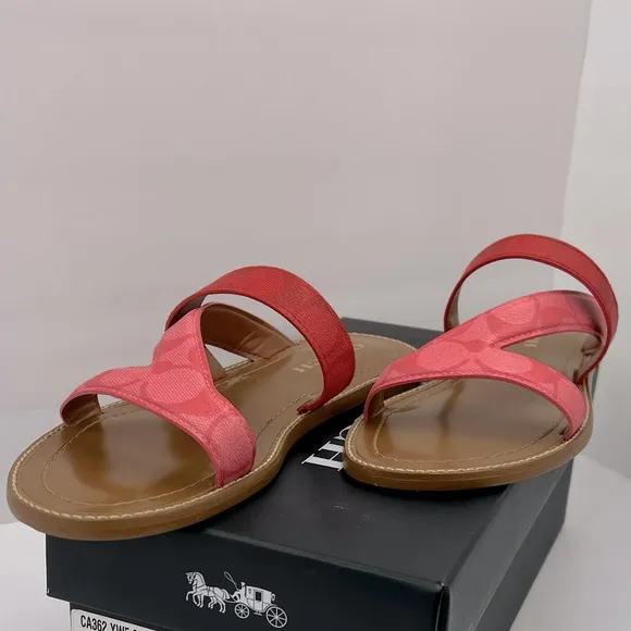 COACH, HARLAN SIG SANDALS, PINK LEMONADE,  MULTI  COLOR, SIZE US 9-B, EUR 39.5B