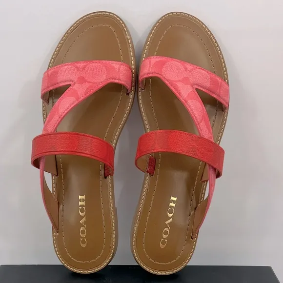 COACH, HARLAN SIG SANDALS, PINK LEMONADE,  MULTI  COLOR, SIZE US 9-B, EUR 39.5B