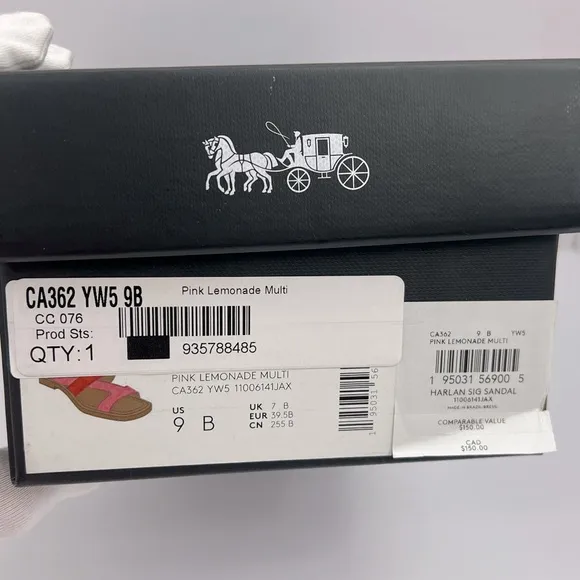 COACH, HARLAN SIG SANDALS, PINK LEMONADE,  MULTI  COLOR, SIZE US 9-B, EUR 39.5B