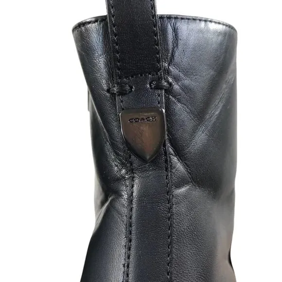 COACH Jemma Leather Heeled Ankle Bootie Women 9.5B Black Elegant Classic Busines