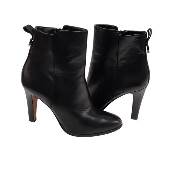 COACH Jemma Leather Heeled Ankle Bootie Women 9.5B Black Elegant Classic Busines