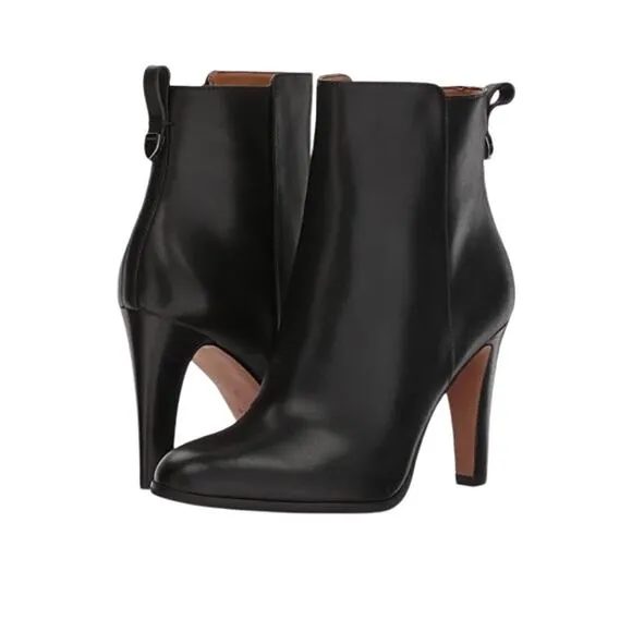 COACH Jemma Leather Heeled Ankle Bootie Women 9.5B Black Elegant Classic Busines
