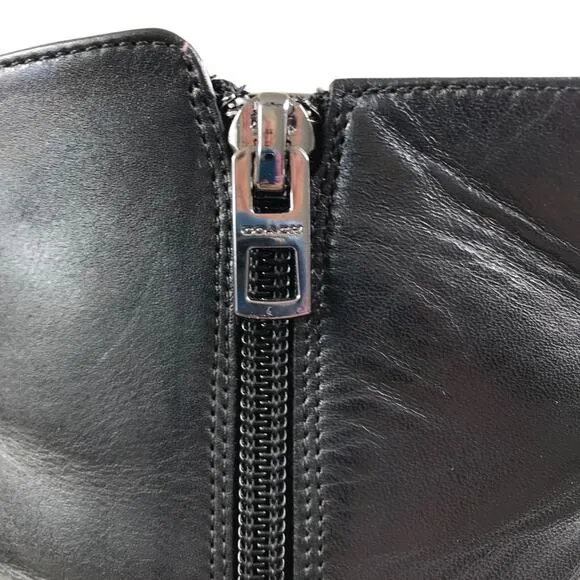 COACH Jemma Leather Heeled Ankle Bootie Women 9.5B Black Elegant Classic Busines