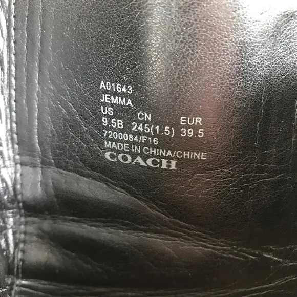 COACH Jemma Leather Heeled Ankle Bootie Women 9.5B Black Elegant Classic Busines