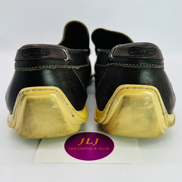 Coach Men's Davin Brown Italian Leather Slip On Driver Loafers Size 12D