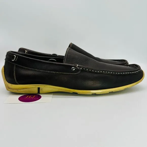 Coach Men's Davin Brown Italian Leather Slip On Driver Loafers Size 12D