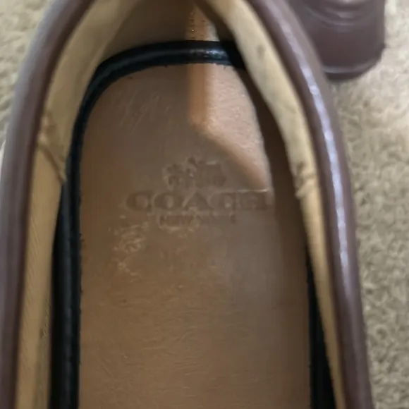 Coach Men's Mercer Logo Brown Leather Loafers size 10.5 Contemporary Minimalist