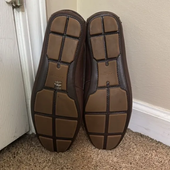 Coach Men's Mercer Logo Brown Leather Loafers size 10.5 Contemporary Minimalist