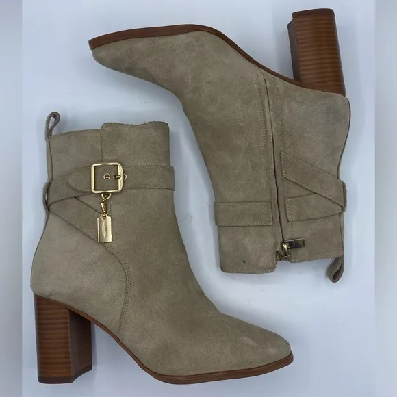 COACH‎ -Olivia Suede Bootie Women's Boots Oat
