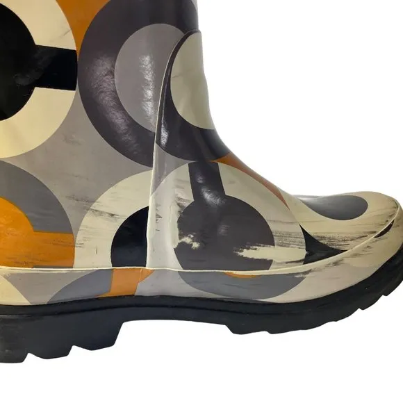Coach Peony Pull On Rain Boots Sz 6B Style A7340 Signature C Logo