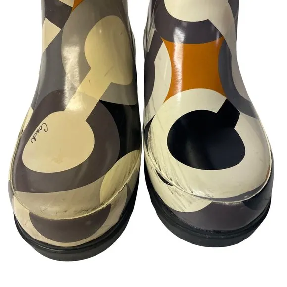 Coach Peony Pull On Rain Boots Sz 6B Style A7340 Signature C Logo