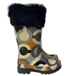 Coach Peony Pull On Rain Boots Sz 6B Style A7340 Signature C Logo