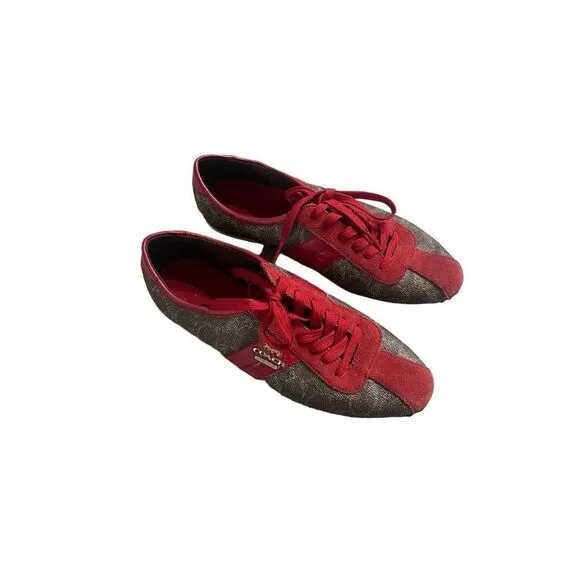 Coach Womens Brown &amp; Red Ivy Signature Logo Fashion Sneakers Size 7.5
