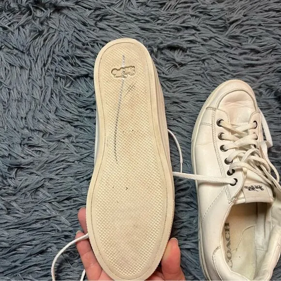 Coach Women's White Porter Leather Fashion Sneakers Size 9.5